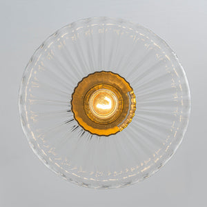 LightFixturesUSA-1-Light Caramel Amber Ribbed Glass Round Semi Flush Mount-Ceiling Light-Amber Glass-