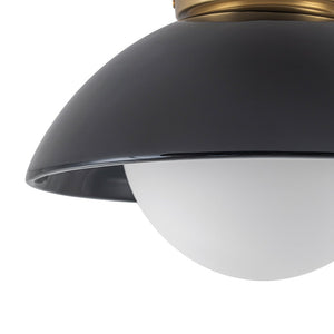 LightFixturesUSA - 1 - Light Ceramic Dome Frosted Shade Semi Flush Mount - Ceiling Light - Crackled Beige - 