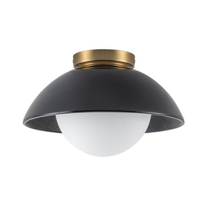 LightFixturesUSA - 1 - Light Ceramic Dome Frosted Shade Semi Flush Mount - Ceiling Light - Crackled Beige - 