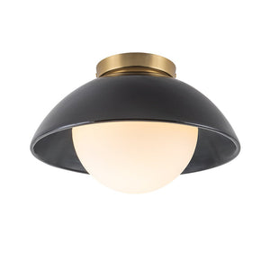 LightFixturesUSA - 1 - Light Ceramic Dome Frosted Shade Semi Flush Mount - Ceiling Light - Crackled Beige - 