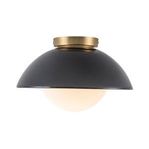 LightFixturesUSA - 1 - Light Ceramic Dome Frosted Shade Semi Flush Mount - Ceiling Light - Crackled Beige - 