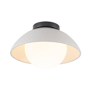 LightFixturesUSA - 1 - Light Ceramic Dome Frosted Shade Semi Flush Mount - Ceiling Light - Crackled Beige - 