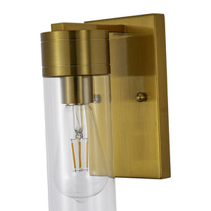 LightFixturesUSA - 1 - Light Clear Glass Cylinder Bathroom Vanity Wall Sconce - Wall Sconce - 1 Pack - 