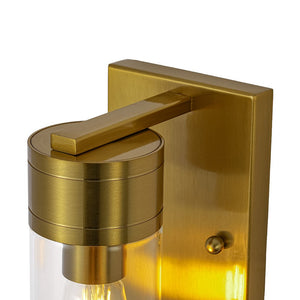 LightFixturesUSA - 1 - Light Clear Glass Cylinder Bathroom Vanity Wall Sconce - Wall Sconce - 1 Pack - 