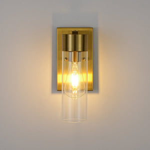 LightFixturesUSA - 1 - Light Clear Glass Cylinder Bathroom Vanity Wall Sconce - Wall Sconce - 1 Pack - 