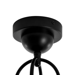LightFixturesUSA - 1 - Light Clear Glass Dome Shade Semi Flush Mount - Ceiling Light - Black - 