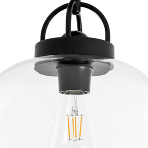 LightFixturesUSA - 1 - Light Clear Glass Dome Shade Semi Flush Mount - Ceiling Light - Black - 