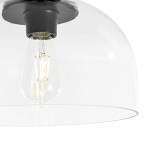 LightFixturesUSA - 1 - Light Clear Glass Dome Shade Semi Flush Mount - Ceiling Light - Black - 