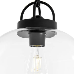 LightFixturesUSA - 1 - Light Clear Glass Dome Shade Semi Flush Mount - Ceiling Light - Black - 