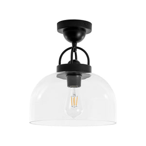 LightFixturesUSA - 1 - Light Clear Glass Dome Shade Semi Flush Mount - Ceiling Light - Brass (Pre - Order) - 