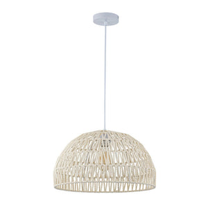 LightFixturesUSA - 1 - Light Coastal Bohemian Woven Rope Dome Pendant - Pendant Light - Medium - Beige