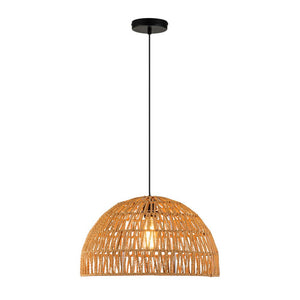 LightFixturesUSA - 1 - Light Coastal Bohemian Woven Rope Dome Pendant - Pendant Light - Medium - Beige