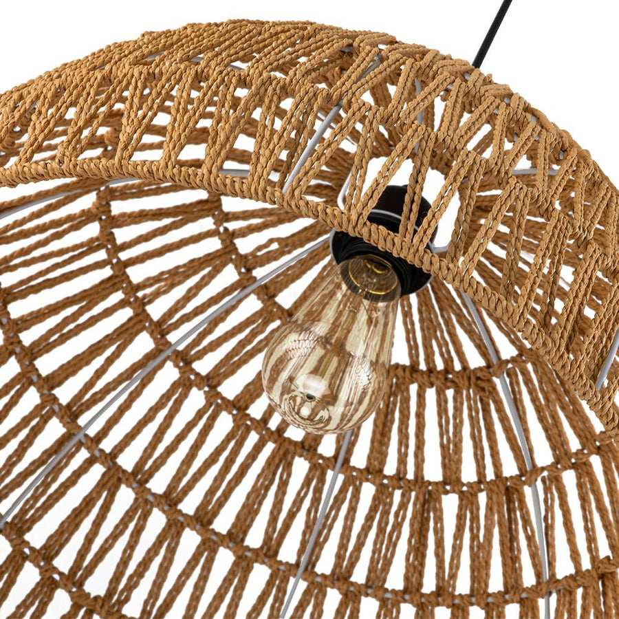 LightFixturesUSA - 1 - Light Coastal Bohemian Woven Rope Dome Pendant - Pendant Light - Medium - Beige