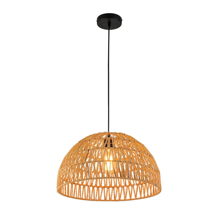 LightFixturesUSA - 1 - Light Coastal Bohemian Woven Rope Dome Pendant - Pendant Light - Medium - Beige