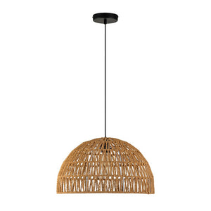 LightFixturesUSA - 1 - Light Coastal Bohemian Woven Rope Dome Pendant - Pendant Light - Medium - Beige