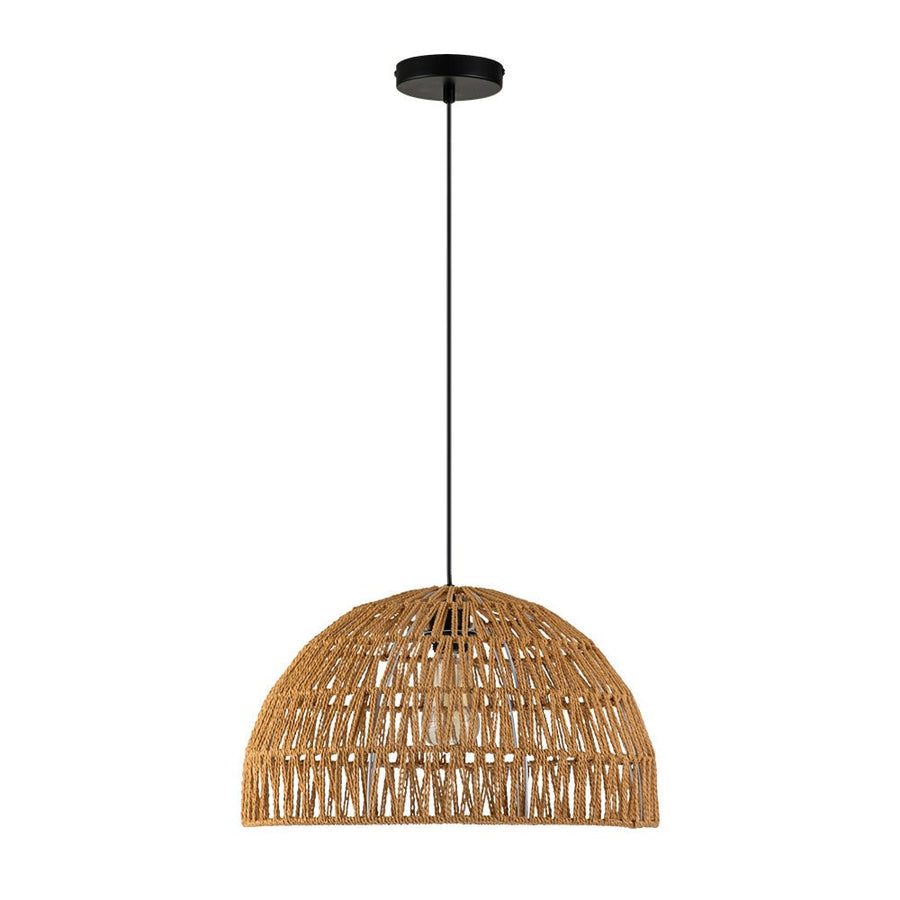 LightFixturesUSA - 1 - Light Coastal Bohemian Woven Rope Dome Pendant - Pendant Light - Medium - Beige