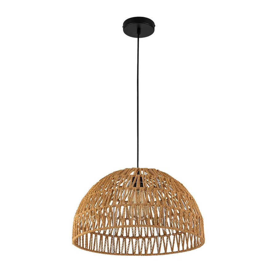 LightFixturesUSA - 1 - Light Coastal Bohemian Woven Rope Dome Pendant - Pendant Light - Medium - Beige