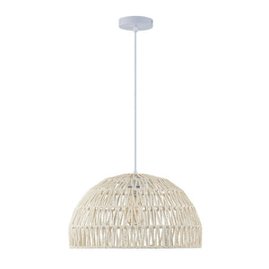 LightFixturesUSA - 1 - Light Coastal Bohemian Woven Rope Dome Pendant - Pendant Light - Medium - Beige