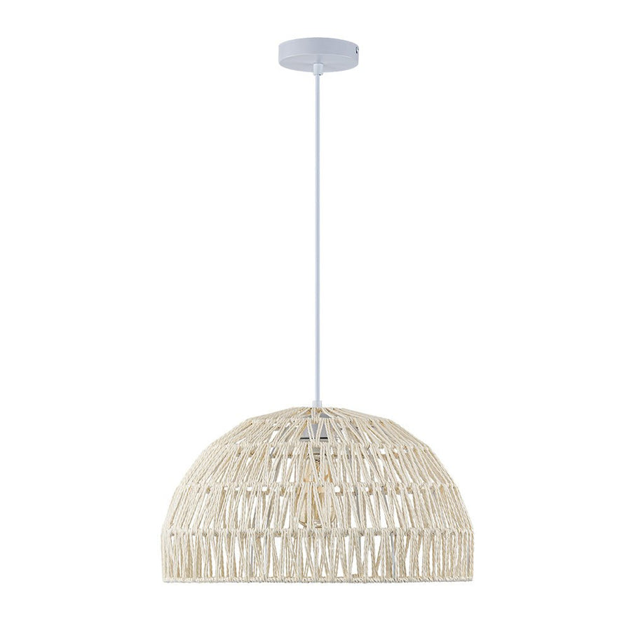 LightFixturesUSA - 1 - Light Coastal Bohemian Woven Rope Dome Pendant - Pendant Light - Medium - Beige