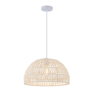 LightFixturesUSA - 1 - Light Coastal Bohemian Woven Rope Dome Pendant - Pendant Light - Medium - Beige