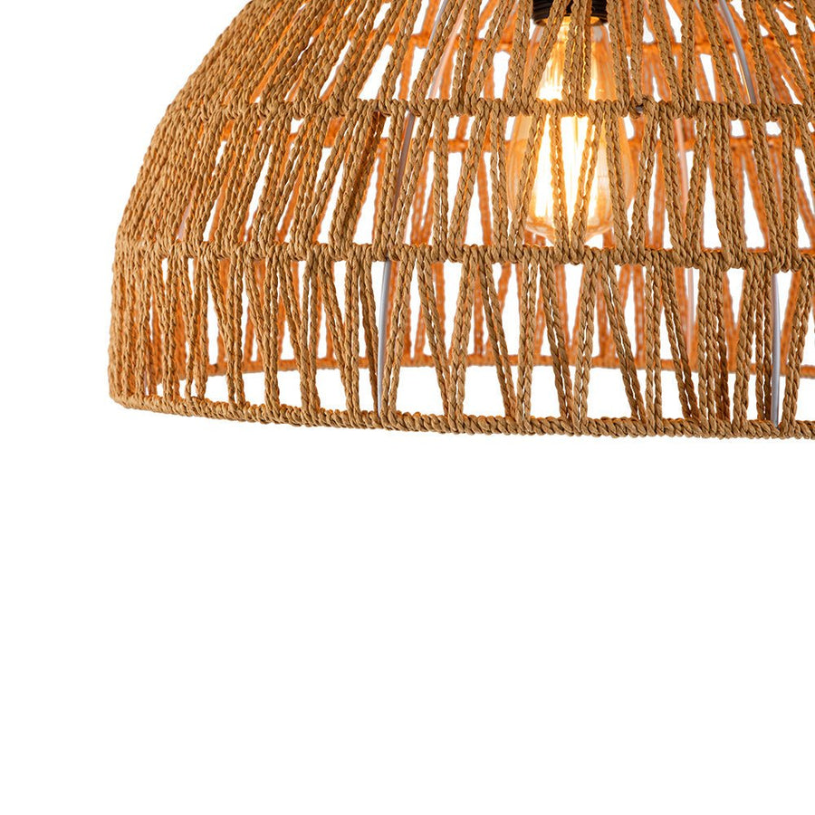 LightFixturesUSA - 1 - Light Coastal Bohemian Woven Rope Dome Pendant - Pendant Light - Medium - Beige