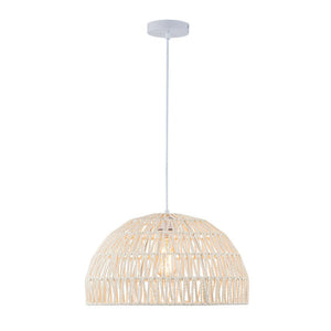 LightFixturesUSA - 1 - Light Coastal Bohemian Woven Rope Dome Pendant - Pendant Light - Medium - Beige