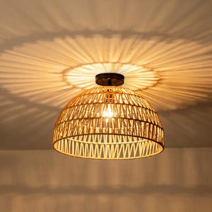 LightFixturesUSA - 1 - Light Coastal Bohemian Woven Rope Dome Pendant - Pendant Light - Medium - Beige