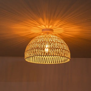 LightFixturesUSA - 1 - Light Coastal Bohemian Woven Rope Dome Pendant - Pendant Light - Medium - Beige