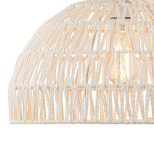 LightFixturesUSA - 1 - Light Coastal Bohemian Woven Rope Dome Pendant - Pendant Light - Medium - Beige