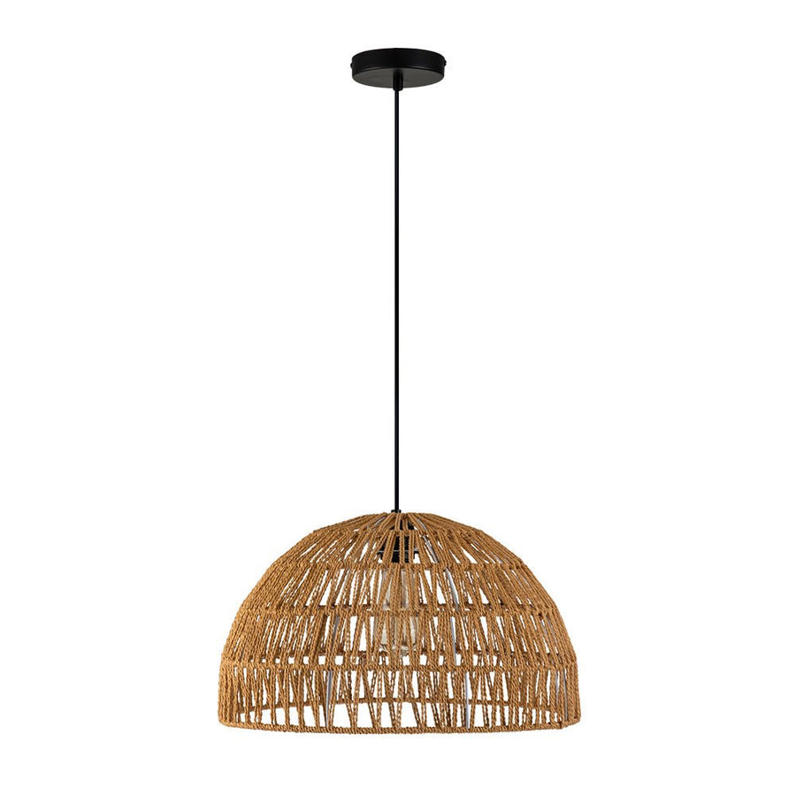 LightFixturesUSA - 1 - Light Coastal Bohemian Woven Rope Dome Pendant - Pendant Light - Medium - Beige