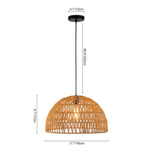 LightFixturesUSA - 1 - Light Coastal Bohemian Woven Rope Dome Pendant - Pendant Light - Medium - Beige