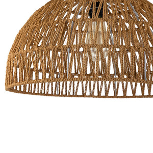 LightFixturesUSA - 1 - Light Coastal Bohemian Woven Rope Dome Pendant - Pendant Light - Medium - Beige