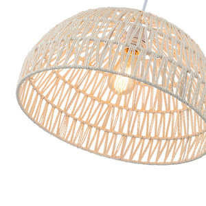 LightFixturesUSA - 1 - Light Coastal Bohemian Woven Rope Dome Pendant - Pendant Light - Medium - Beige