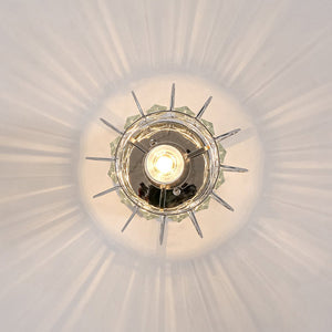 LightFixturesUSA-1-Light Dazzled Crystal Round Mini Cage Chrome Semi Flush Mount-Ceiling Light-1 Pack-