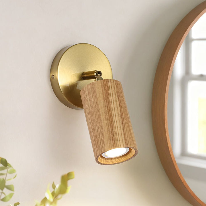 LightFixturesUSA - 1 - Light GU10 Adjustable Wooden Ceiling Spotlight Track Light - Ceiling Light - Ash - 1 Pack - 