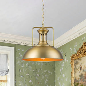 LightFixturesUSA - 1 - Light Industrial Dome Pendant Light - Pendant Light - Brass - 