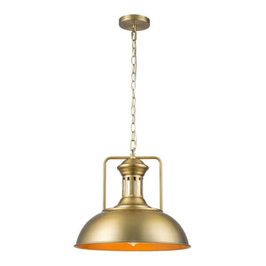 LightFixturesUSA - 1 - Light Industrial Dome Pendant Light - Pendant Light - Brass - 