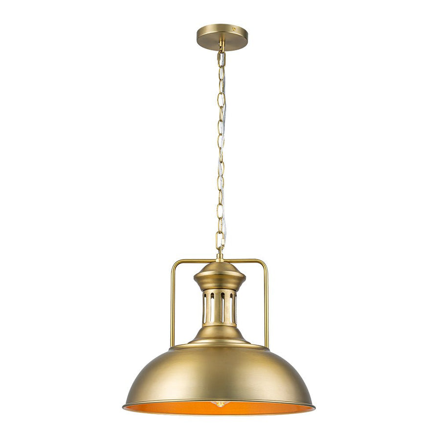 LightFixturesUSA - 1 - Light Industrial Dome Pendant Light - Pendant Light - Brass - 