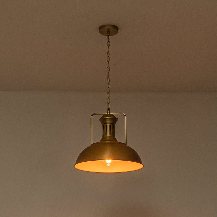 LightFixturesUSA - 1 - Light Industrial Dome Pendant Light - Pendant Light - Brass - 