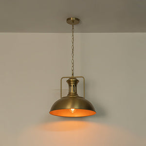 LightFixturesUSA - 1 - Light Industrial Dome Pendant Light - Pendant Light - Brass - 
