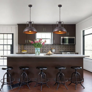LightFixturesUSA-1-Light Industrial Dome Pendant Light-Pendant Light-Oil Rubbed Bronze-