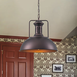 LightFixturesUSA-1-Light Industrial Dome Pendant Light-Pendant Light-Oil Rubbed Bronze-