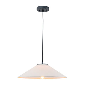 LightFixturesUSA - 1 - Light Large White Linen Shallow Conical Cage Pendant - Ceiling Light - 17 in. - 