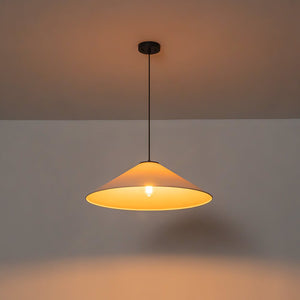 LightFixturesUSA - 1 - Light Large White Linen Shallow Conical Cage Pendant - Ceiling Light - 17 in. - 