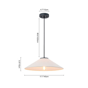LightFixturesUSA - 1 - Light Large White Linen Shallow Conical Cage Pendant - Ceiling Light - 17 in. - 