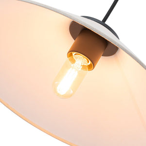 LightFixturesUSA - 1 - Light Large White Linen Shallow Conical Cage Pendant - Ceiling Light - 17 in. - 