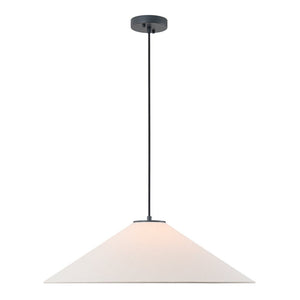 LightFixturesUSA - 1 - Light Large White Linen Shallow Conical Cage Pendant - Ceiling Light - 17 in. - 