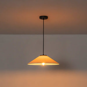 LightFixturesUSA - 1 - Light Large White Linen Shallow Conical Cage Pendant - Ceiling Light - 17 in. - 