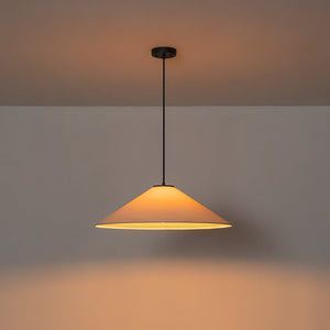 LightFixturesUSA - 1 - Light Large White Linen Shallow Conical Cage Pendant - Ceiling Light - 17 in. - 