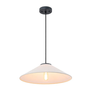 LightFixturesUSA - 1 - Light Large White Linen Shallow Conical Cage Pendant - Ceiling Light - 17 in. - 